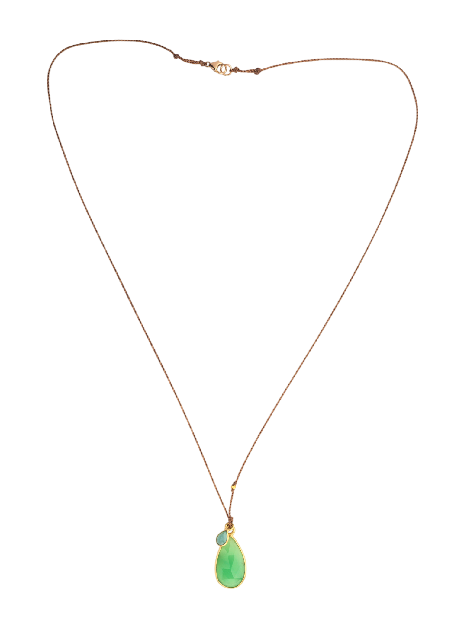 Chryroprase, emerald and 18kt bead necklace